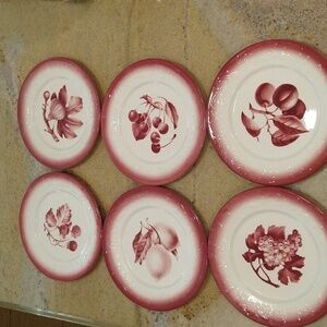 COPY - Comptoir de famille set of 6 plates 8" fruits du verger french rouges
